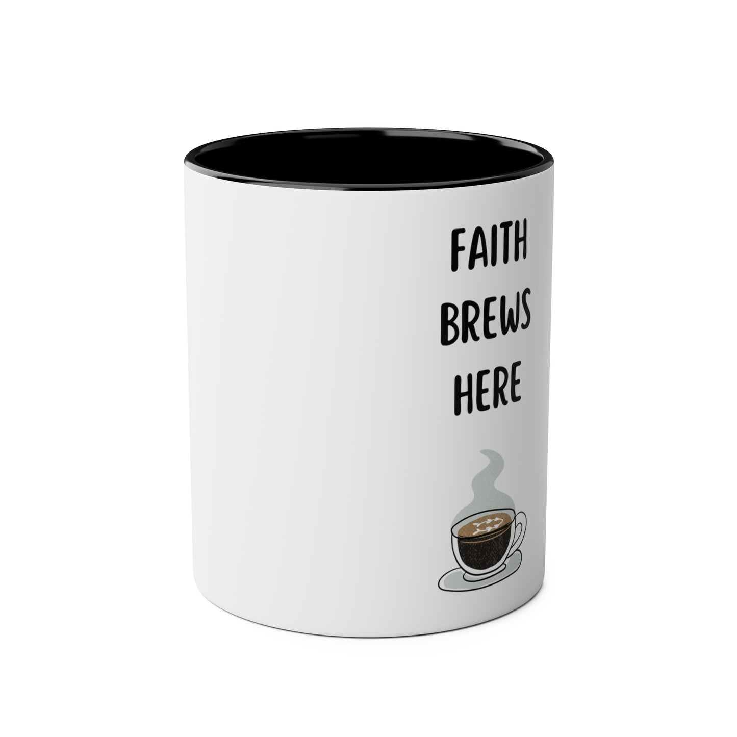 Faith Brews Here |Two-Tone Coffee Mugs, 11oz